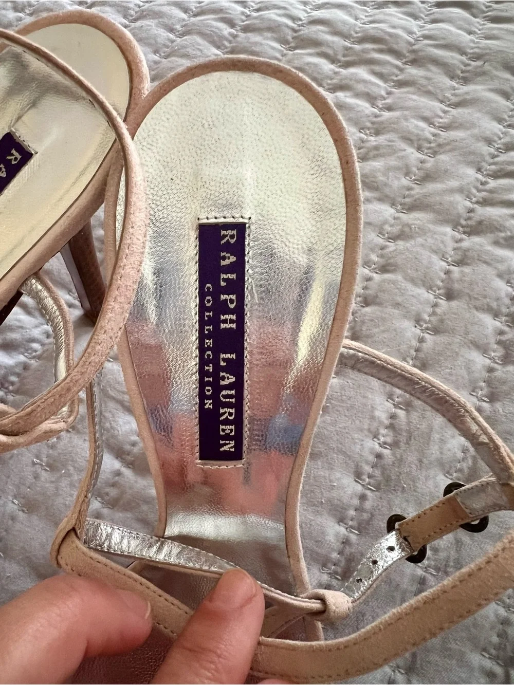 Ralph Lauren Blush Tan Suede Strappy Heels